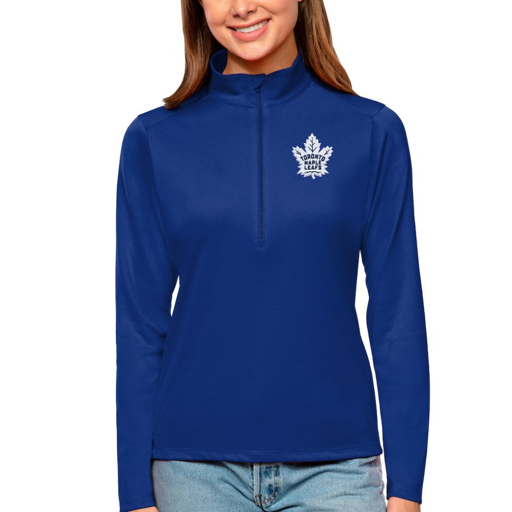 Toronto Maple Leafs Antigua Women's Tribute Quarter-Zip Pullover Top For Sale