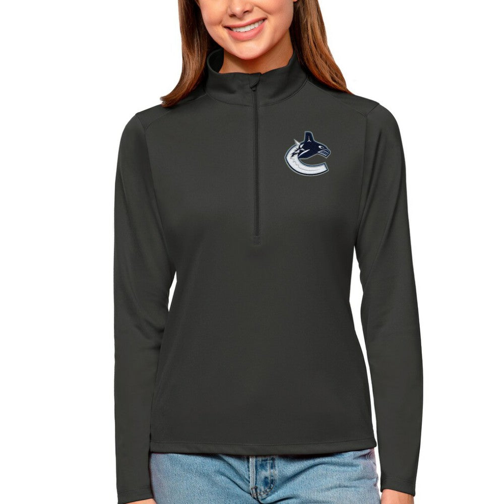Vancouver Canucks Antigua Women's Tribute Quarter-Zip Pullover Top Online