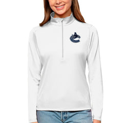 Vancouver Canucks Antigua Women's Tribute Quarter-Zip Pullover Top For Sale