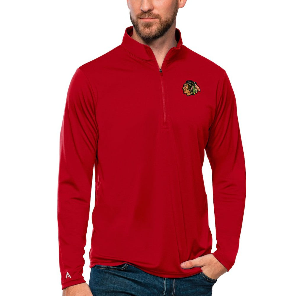 Chicago Blackhawks Antigua Tribute Quarter-Zip Pullover Top For Sale