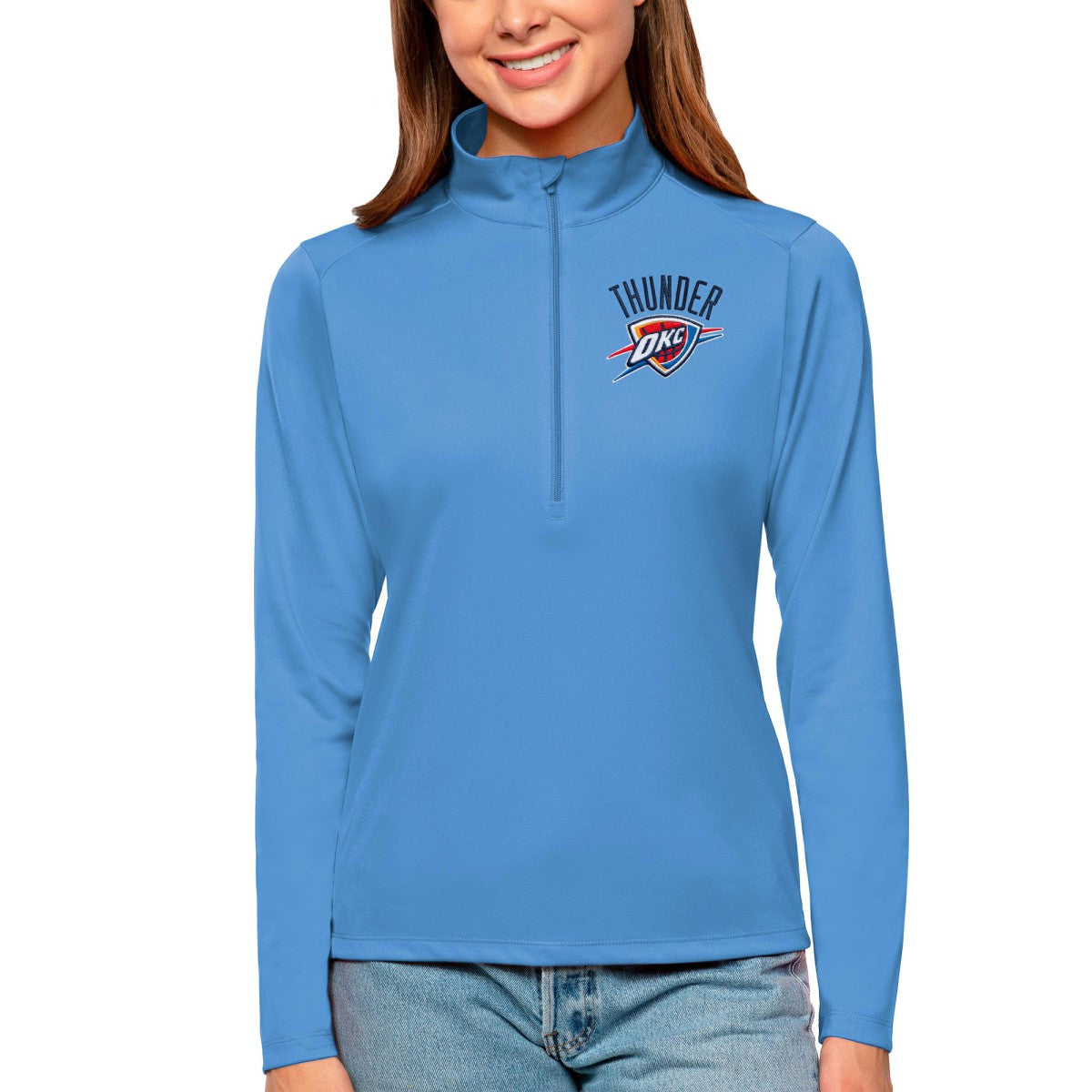 Oklahoma City Thunder Antigua Women's Tribute Half-Zip Top Online