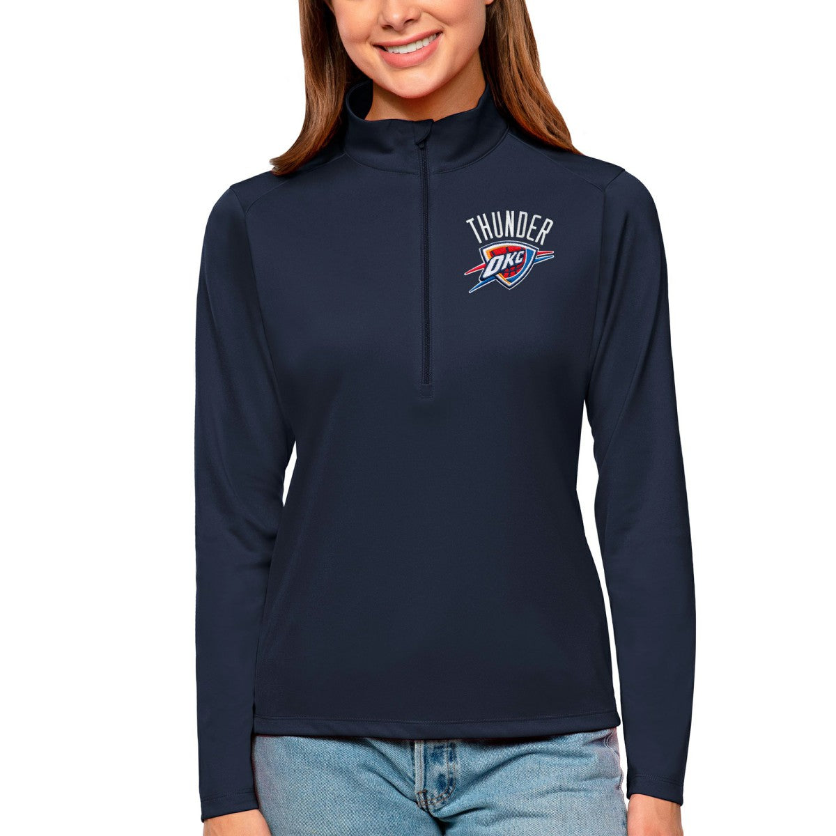 Oklahoma City Thunder Antigua Women's Tribute Half-Zip Top Discount