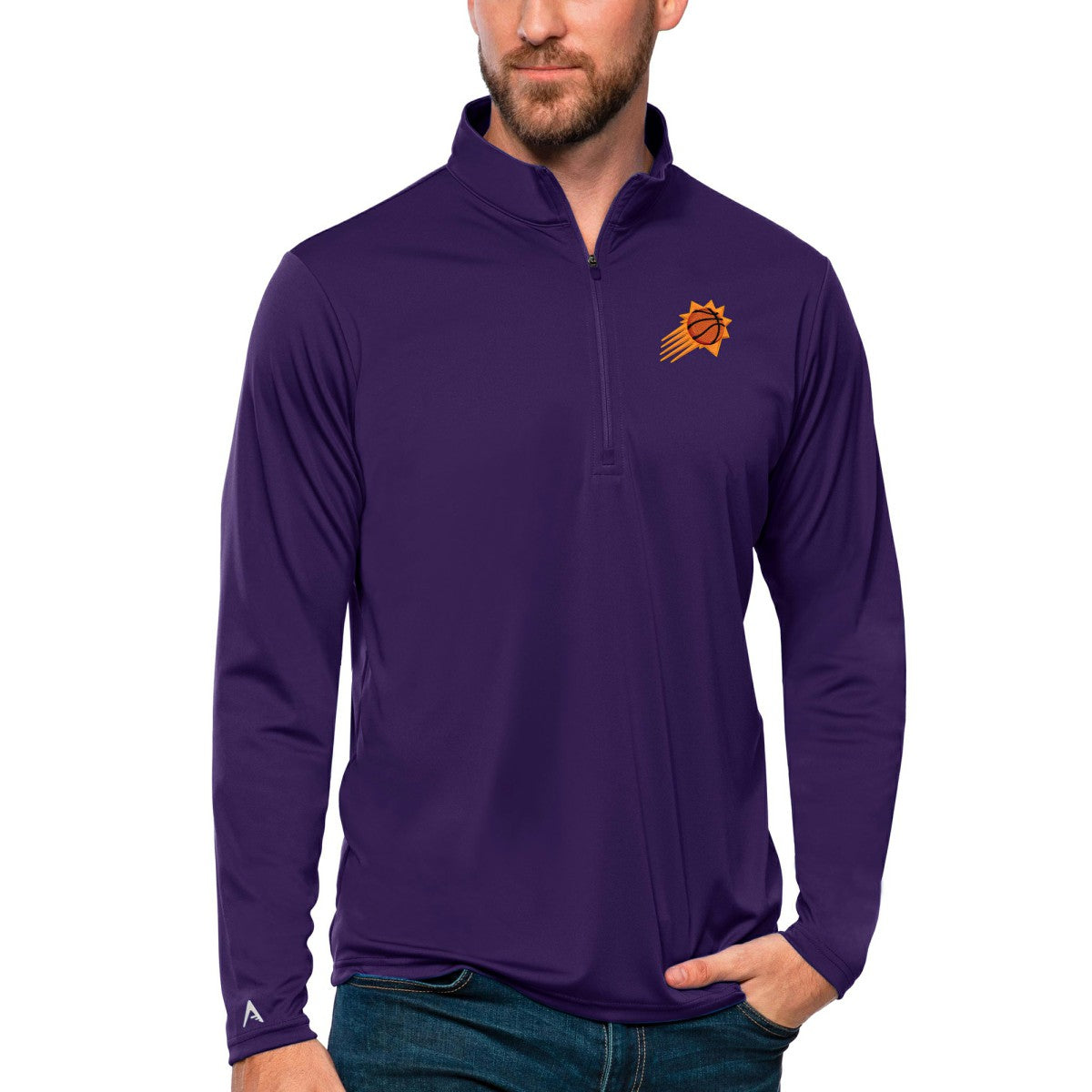 Phoenix Suns Antigua Tribute Quarter-Zip Pullover Top Discount