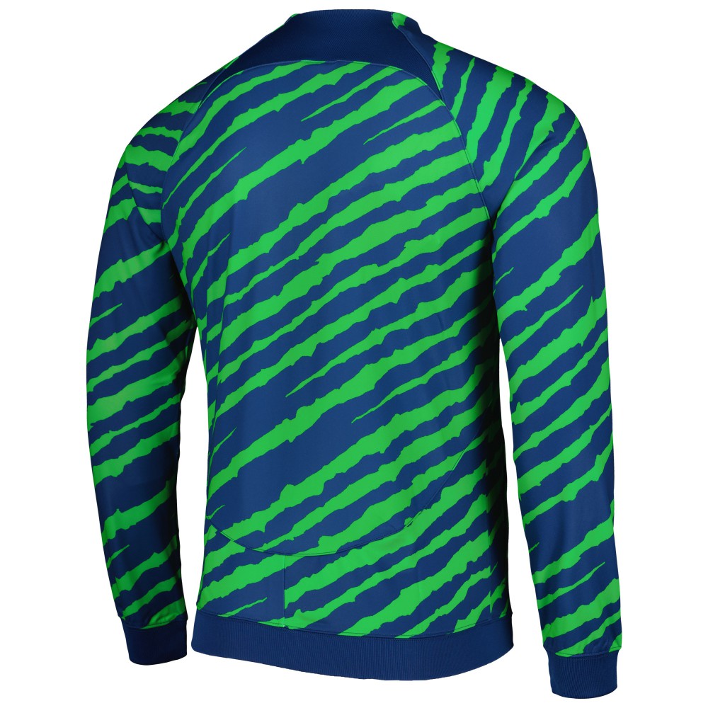 Brazil National Team 2022 Academy Pro Anthem Performance Raglan Full-Zip Jacket Blue/Green - Nike