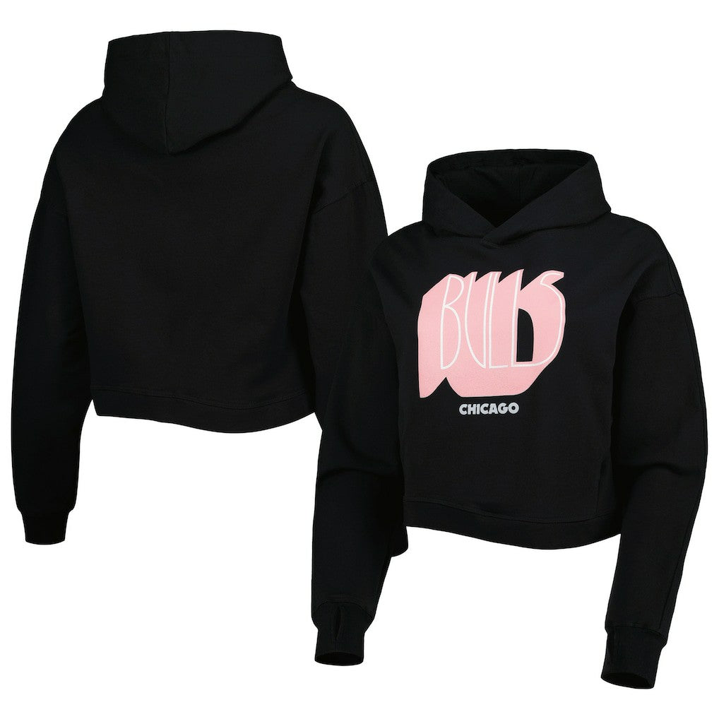 Chicago Bulls Lusso Women's Layla World Tour Cropped Pullover Hoodie sale On Sale