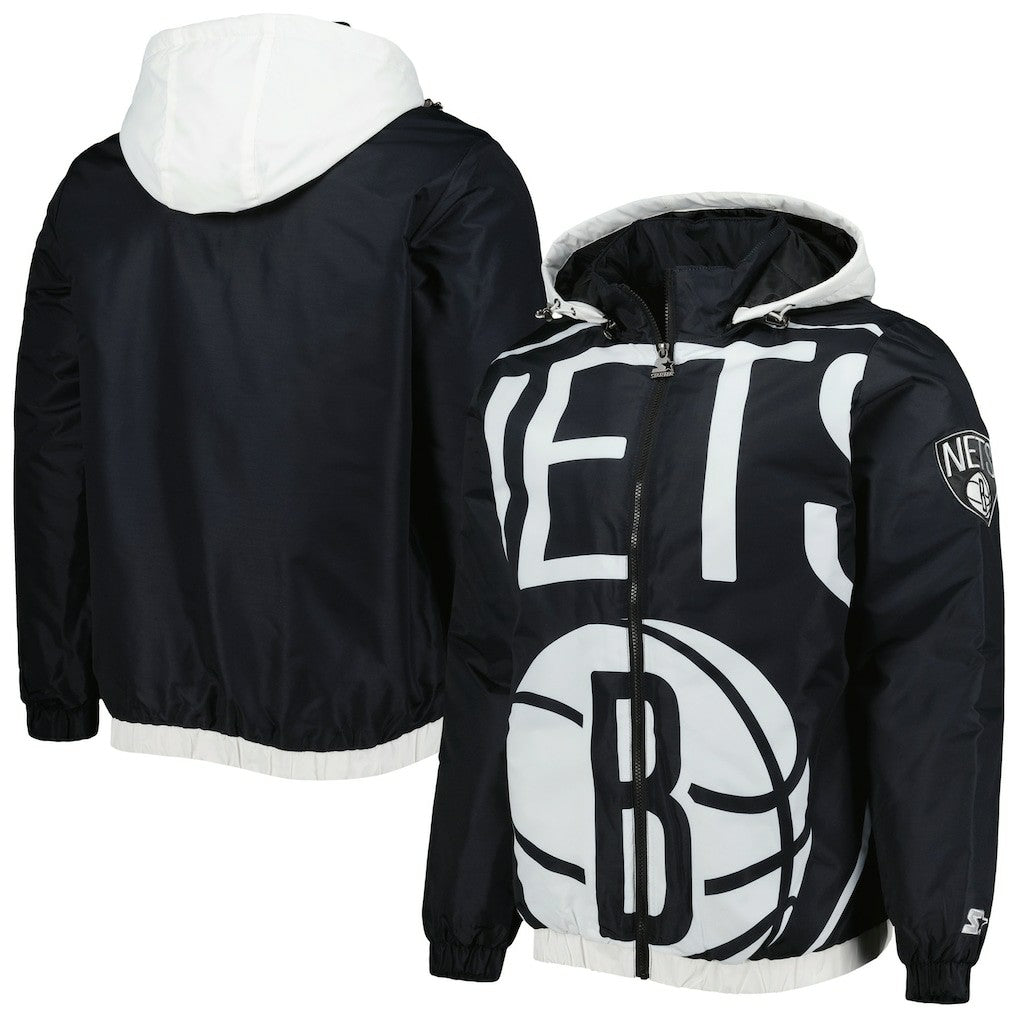 Brooklyn Nets Starter The Triple Double Full-Zip Hoodie Jacket Discount