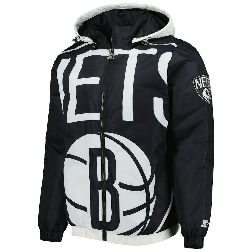 Brooklyn Nets Starter The Triple Double Full-Zip Hoodie Jacket Discount
