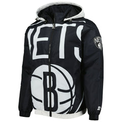 Brooklyn Nets Starter The Triple Double Full-Zip Hoodie Jacket Discount