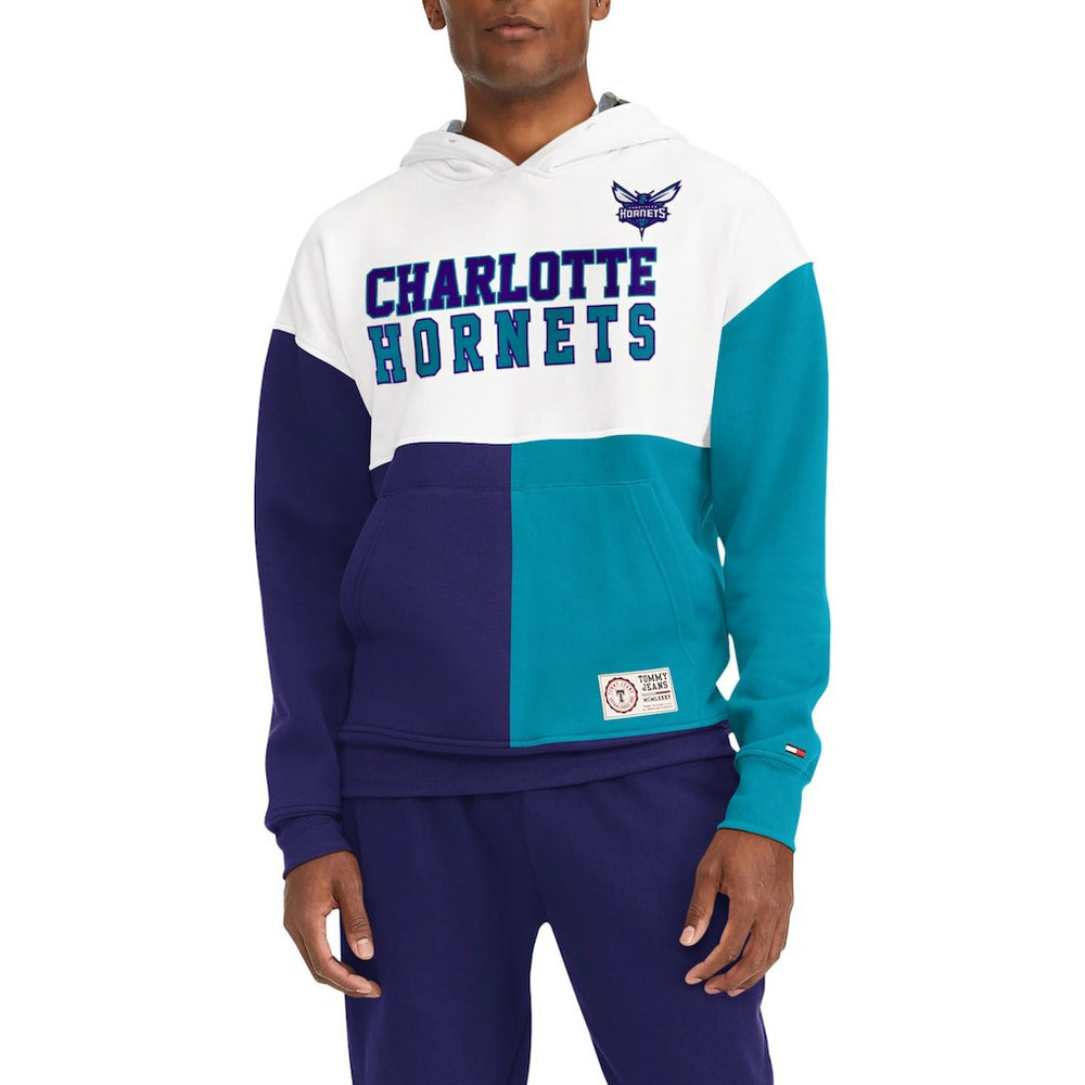 Charlotte Hornets Tommy Jeans Andrew Split Pullover Hoodie New