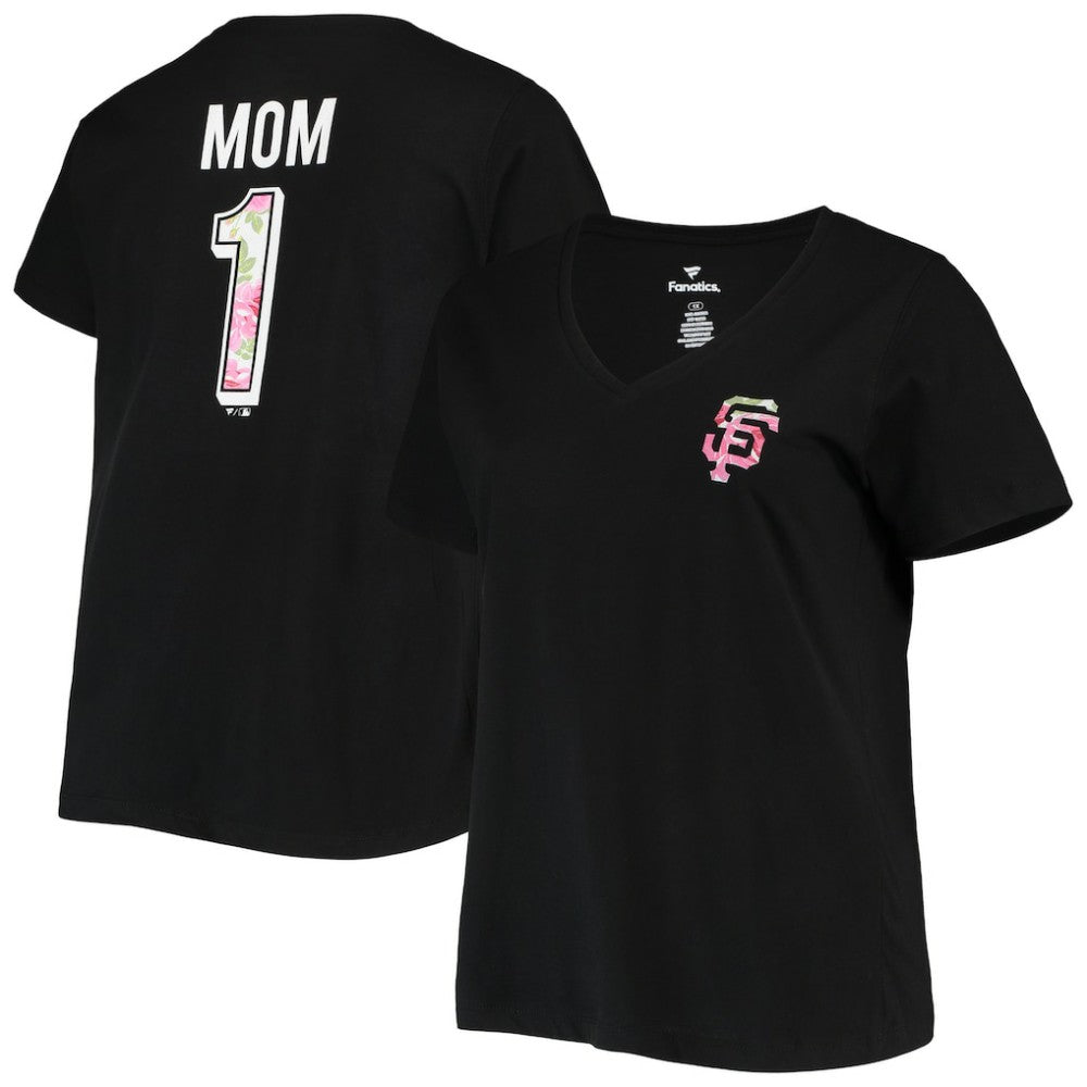 San Francisco Giants Women's Plus Size #1 Mom 2-Hit V-Neck T-Shirt | MLB Sale