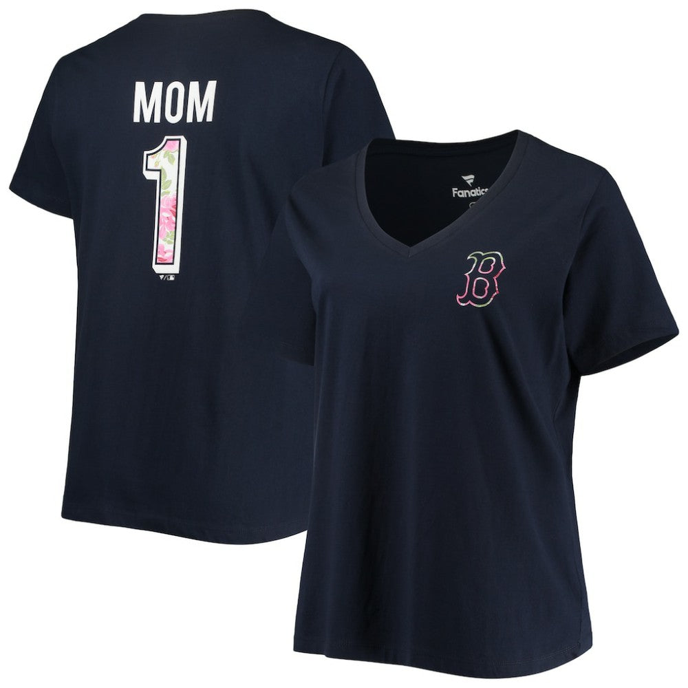 Boston Red Sox Women's Plus Size #1 Mom 2-Hit V-Neck T-Shirt | MLB Discount