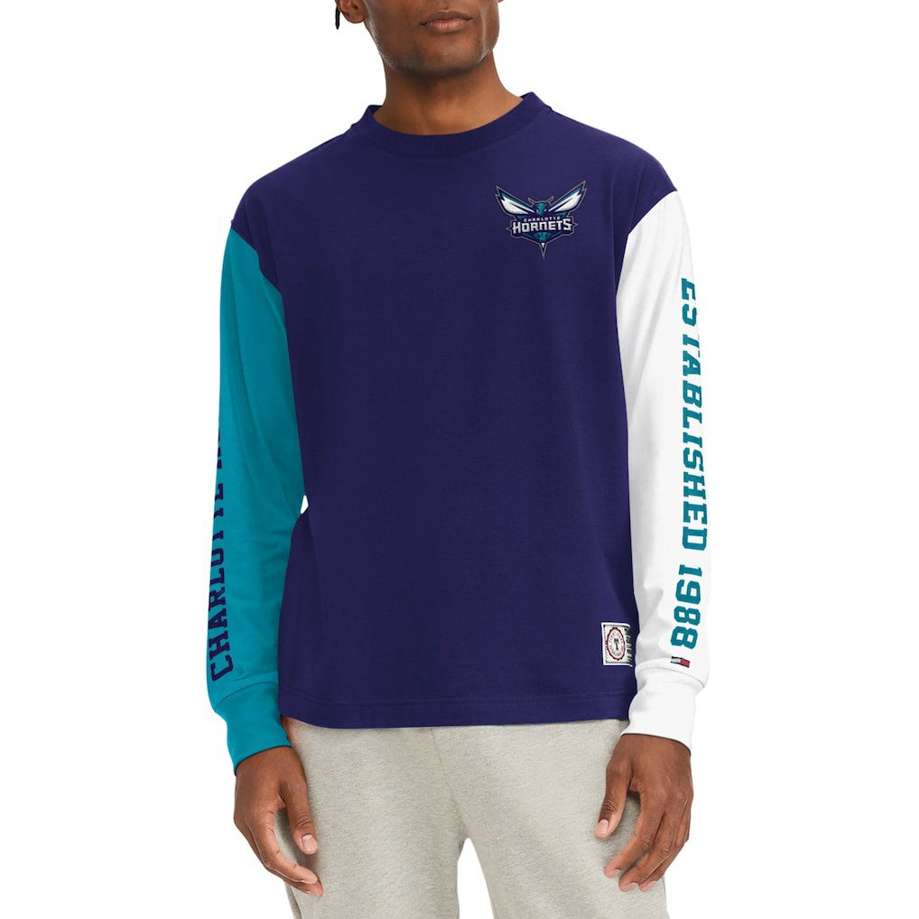 Charlotte Hornets Tommy Jeans Richie Color Block Long Sleeve T-Shirt New