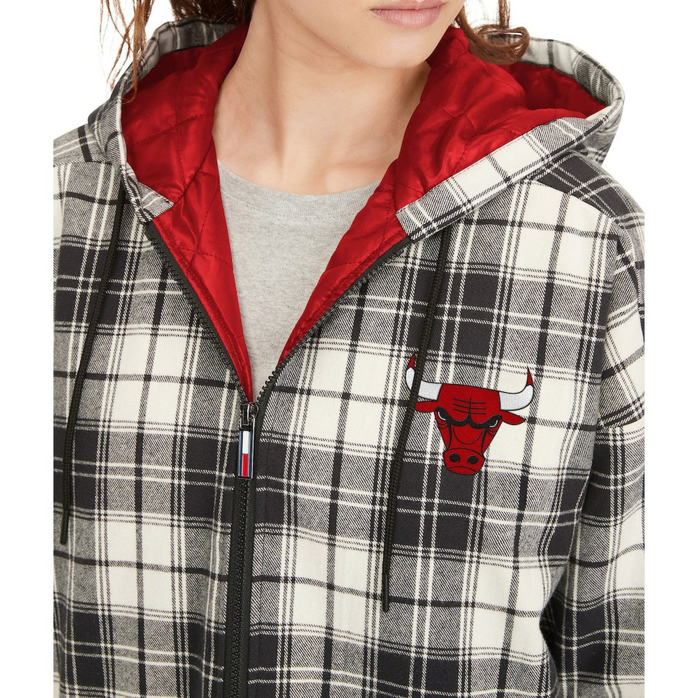 Chicago Bulls Tommy Jeans Women's Molly Flannel Full-Zip Hoodie On Sale