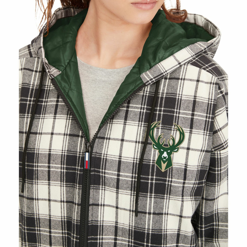 Milwaukee Bucks Tommy Jeans Women's Molly Flannel Full-Zip Hoodie Online