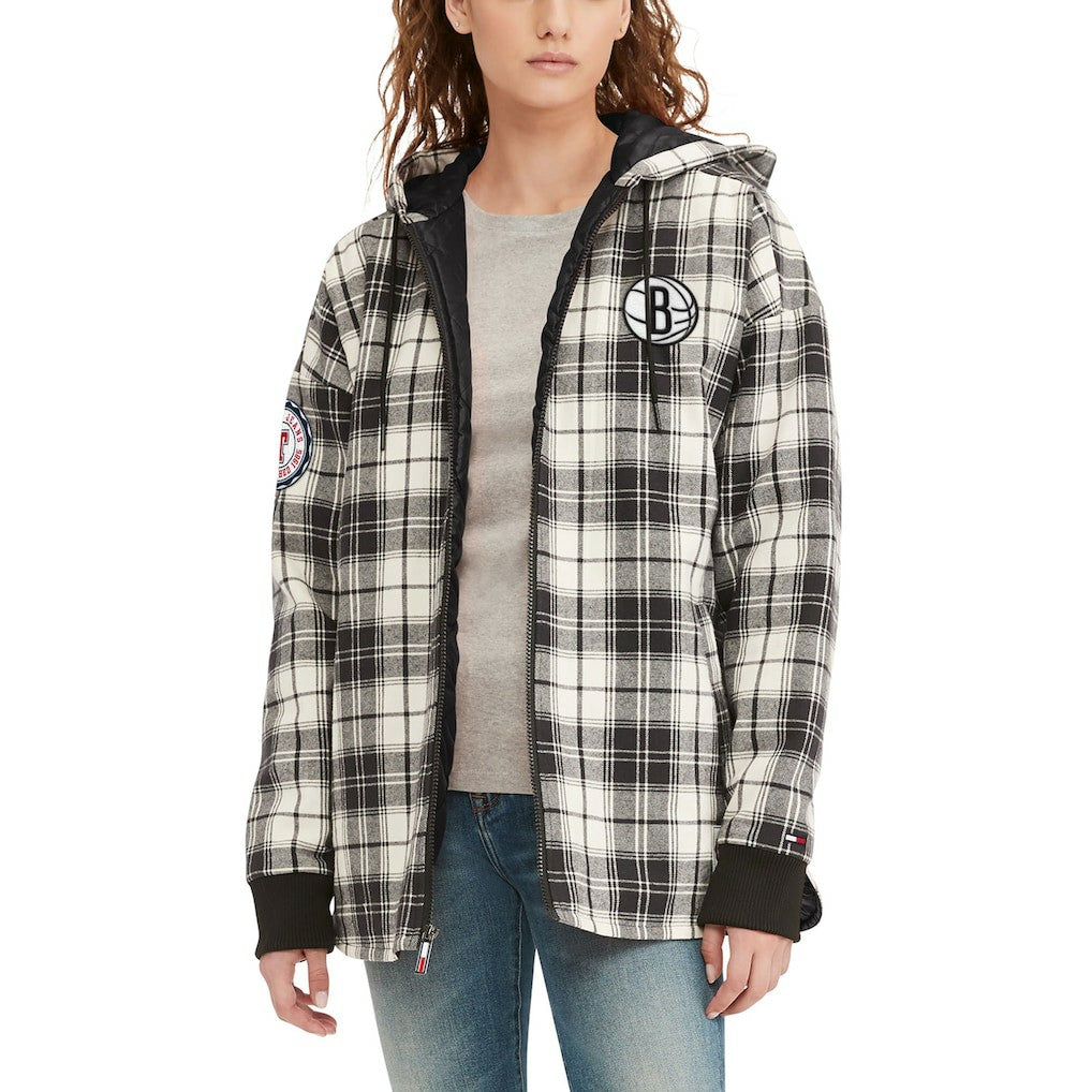 Brooklyn Nets Tommy Jeans Women's Molly Flannel Full-Zip Hoodie Outlet