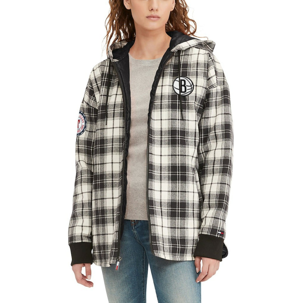 Brooklyn Nets Tommy Jeans Women's Molly Flannel Full-Zip Hoodie Outlet