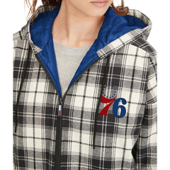 Philadelphia 76ers Tommy Jeans Women's Molly Flannel Full-Zip Hoodie New