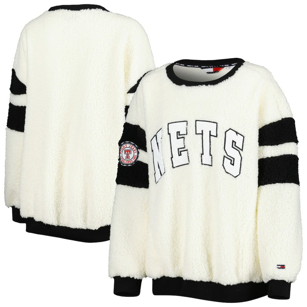 Brooklyn Nets Tommy Jeans Women's Mindy Sherpa Pullover Sweatshirt Online