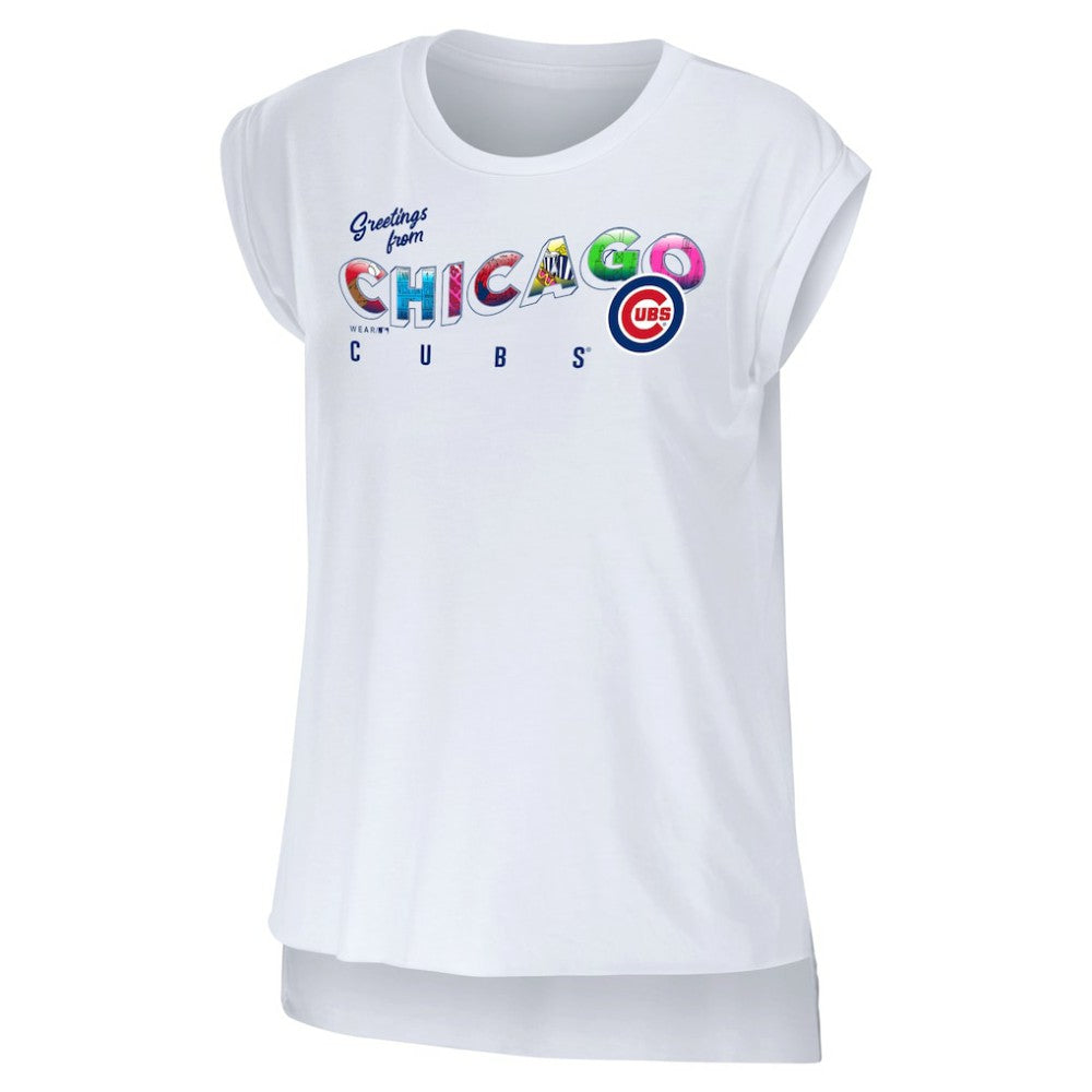 Chicago Cubs WEAR by Erin Andrews Women's Greetings From T-Shirt | MLB New