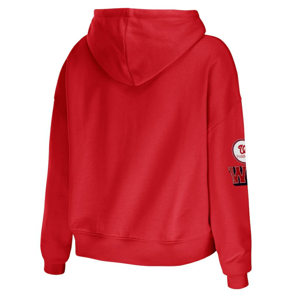 Washington Nationals WEAR by Erin Andrews Women's Modest Patches Cropped Pullover Hoodie | MLB Sale