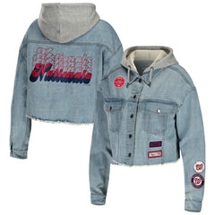Washington Nationals WEAR by Erin Andrews Women's Hooded Button-Up Denim Jacket | MLB Online