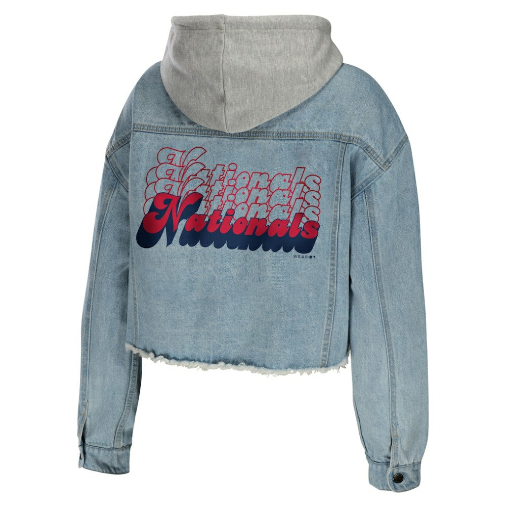 Washington Nationals WEAR by Erin Andrews Women's Hooded Button-Up Denim Jacket | MLB Online