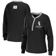 Chicago White Sox WEAR by Erin Andrews Women's Waffle Henley Long Sleeve T-Shirt | MLB Outlet