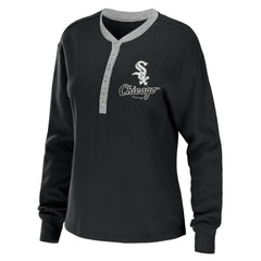 Chicago White Sox WEAR by Erin Andrews Women's Waffle Henley Long Sleeve T-Shirt | MLB Outlet