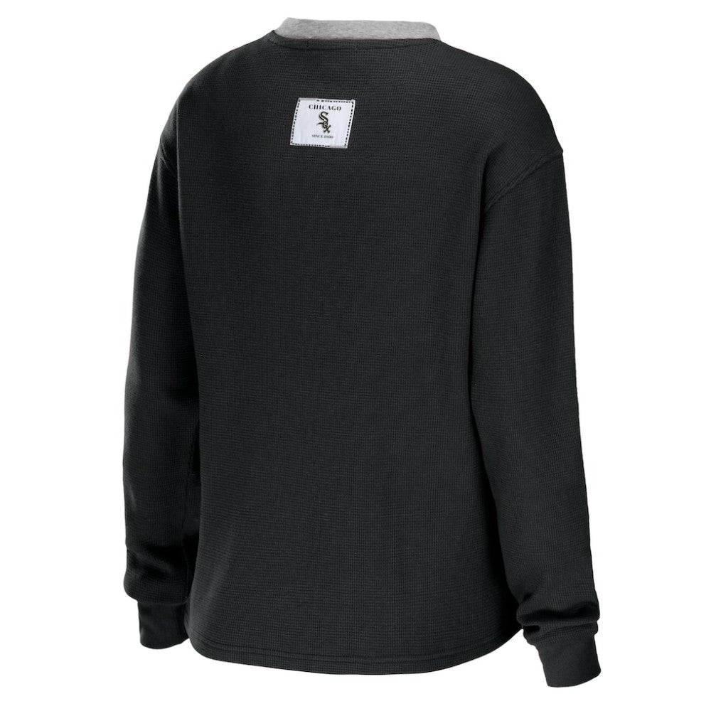 Chicago White Sox WEAR by Erin Andrews Women's Waffle Henley Long Sleeve T-Shirt | MLB Outlet