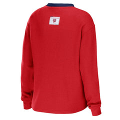 Washington Nationals WEAR by Erin Andrews Women's Waffle Henley Long Sleeve T-Shirt | MLB New
