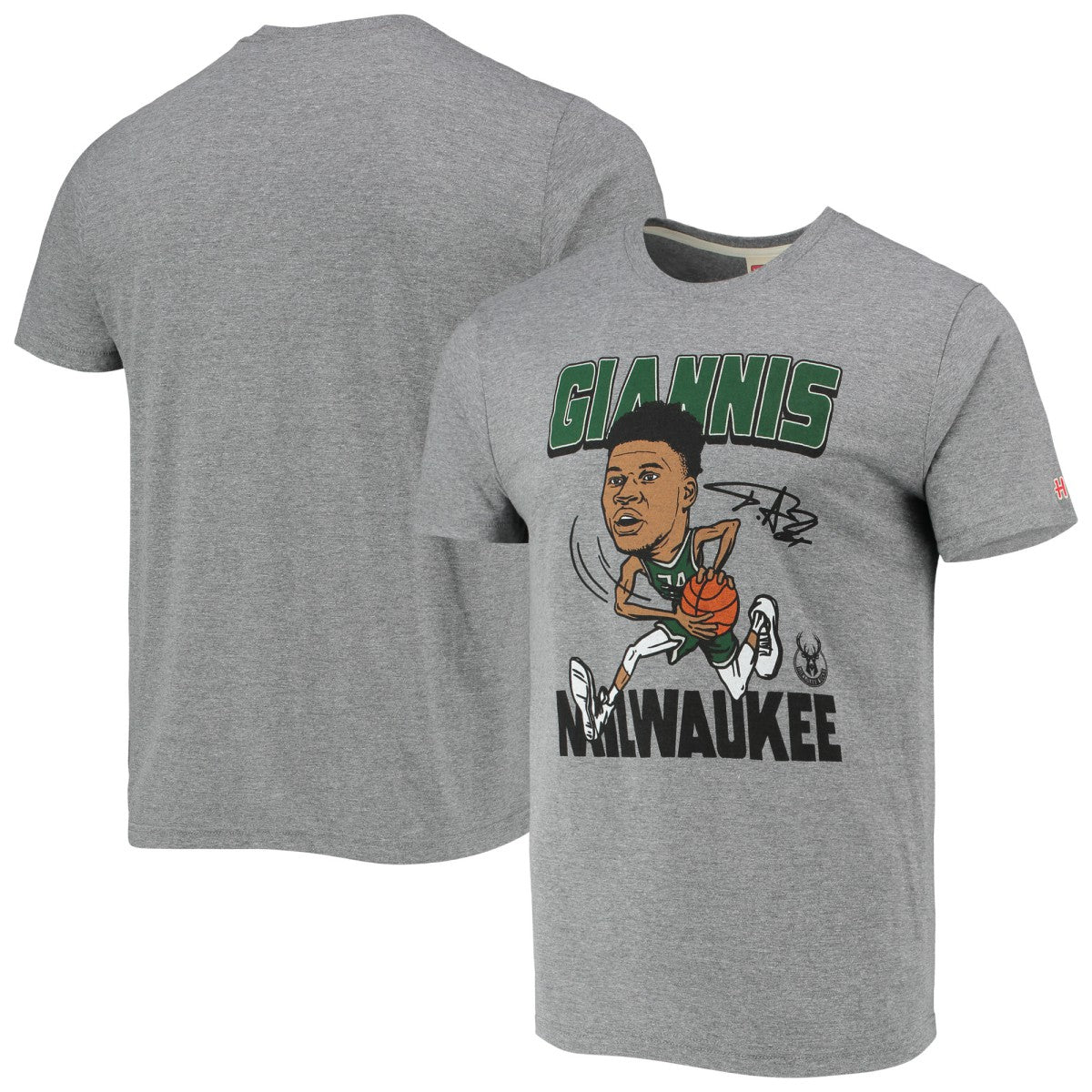 Giannis Antetokounmpo Milwaukee Bucks Homage Caricature Tri-Blend T-Shirt Online