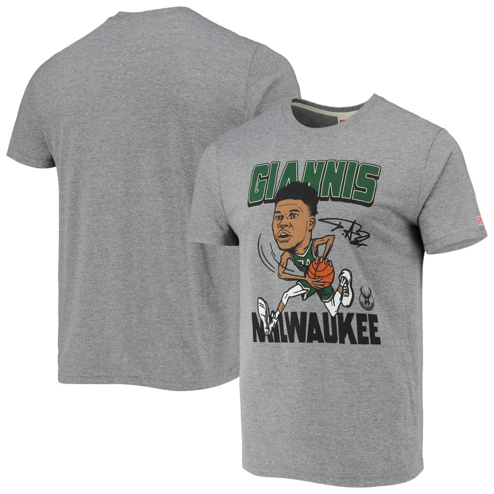 Giannis Antetokounmpo Milwaukee Bucks Homage Caricature Tri-Blend T-Shirt Online