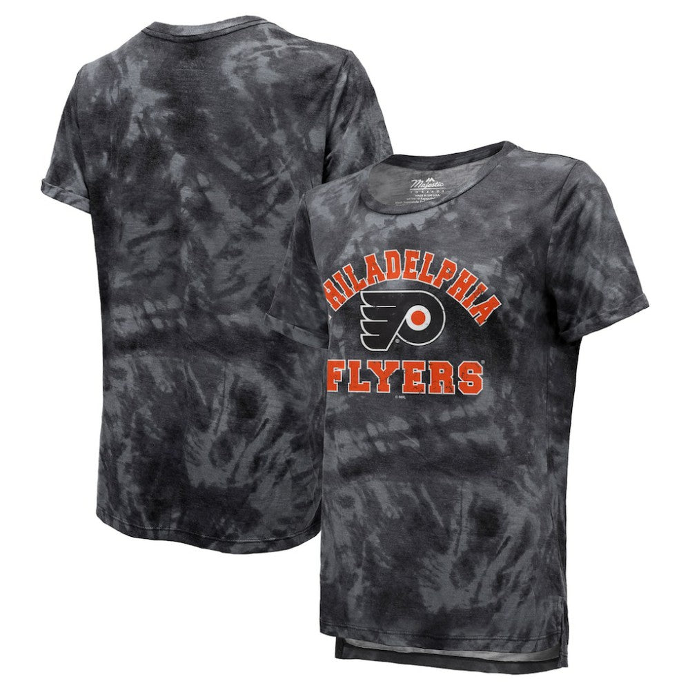 Philadelphia Flyers Majestic Threads Women's Boyfriend Tie-Dye Tri-Blend T-Shirt Outlet