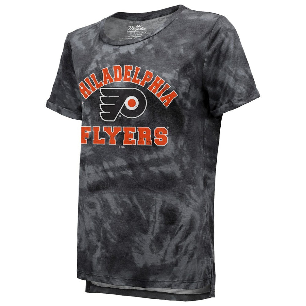 Philadelphia Flyers Majestic Threads Women's Boyfriend Tie-Dye Tri-Blend T-Shirt Outlet