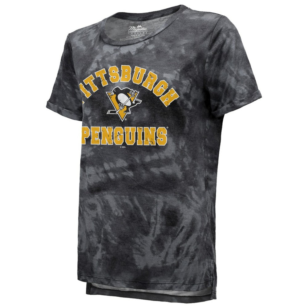 Pittsburgh Penguins Majestic Threads Women's Boyfriend Tie-Dye Tri-Blend T-Shirt Sale