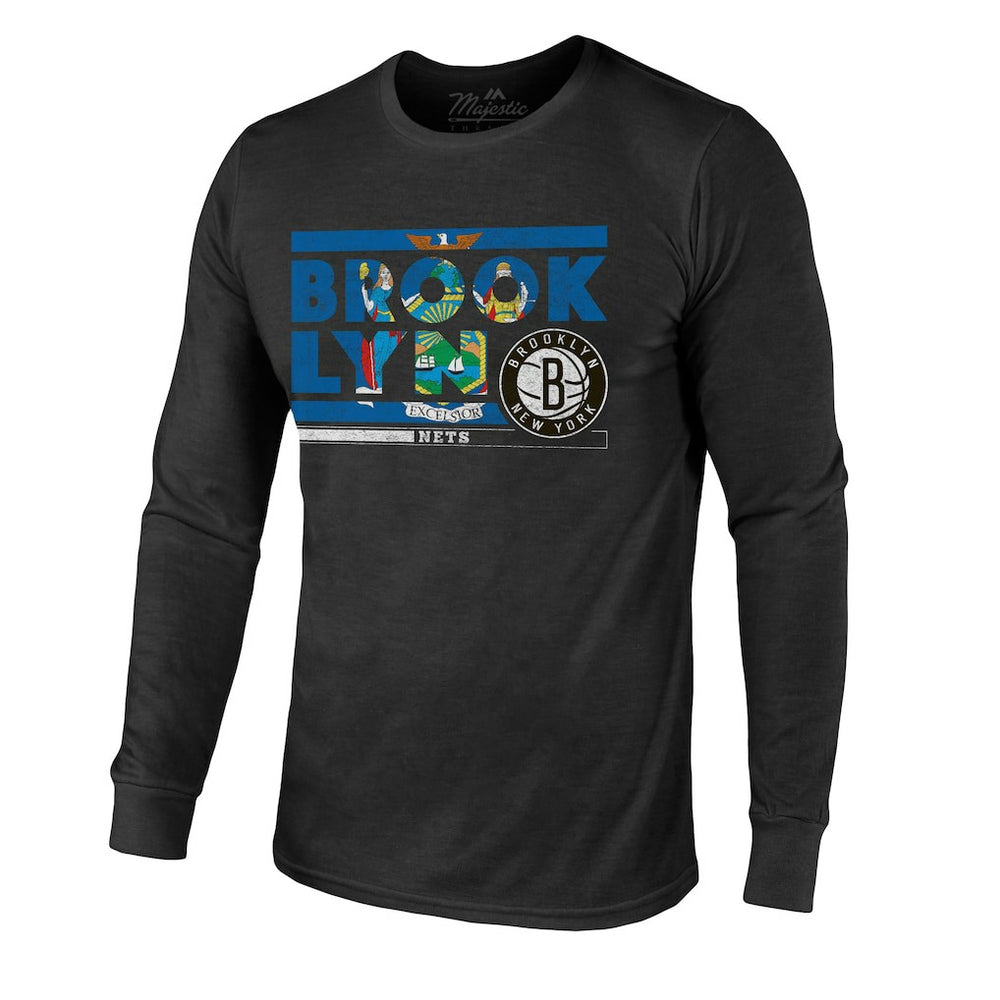 Brooklyn Nets Majestic Threads City and State Tri-Blend Long Sleeve T-Shirt Outlet