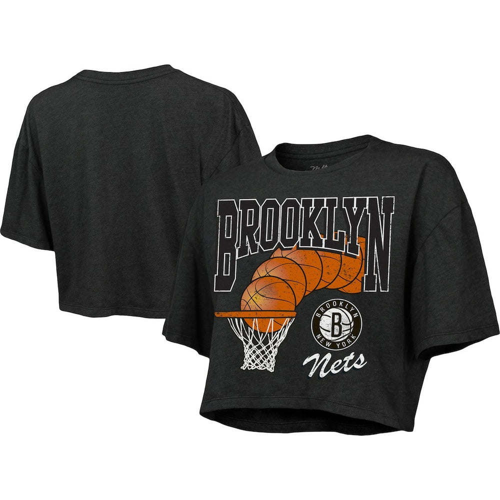 Brooklyn Nets Majestic Threads Women's Bank Shot Cropped T-Shirt Outlet