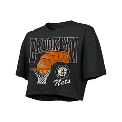 Brooklyn Nets Majestic Threads Women's Bank Shot Cropped T-Shirt Outlet