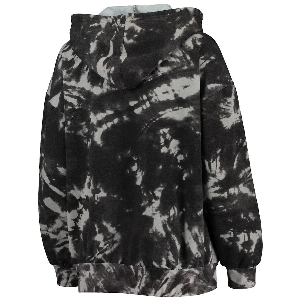 Chicago Bulls Majestic Threads Women's Burble Tie-Dye Tri-Blend Pullover Hoodie New