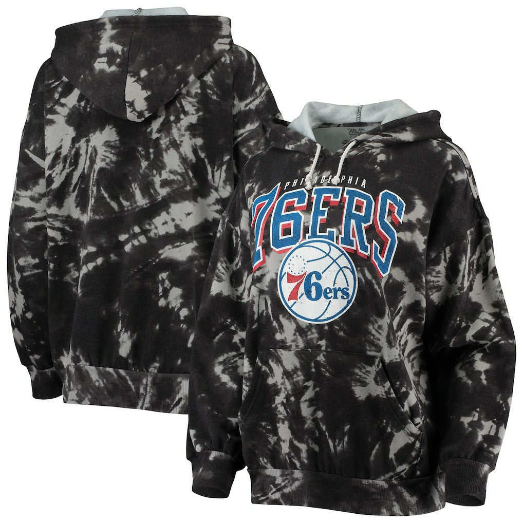 Philadelphia 76ers Majestic Threads Women's Burble Tie-Dye Tri-Blend Pullover Hoodie Discount