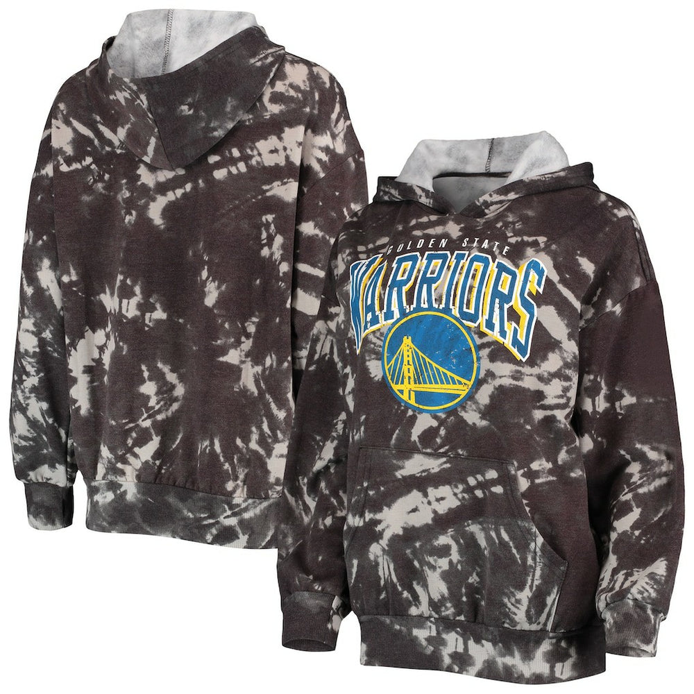 Golden State Warriors Majestic Threads Women's Burble Tie-Dye Tri-Blend Pullover Hoodie sale Discount