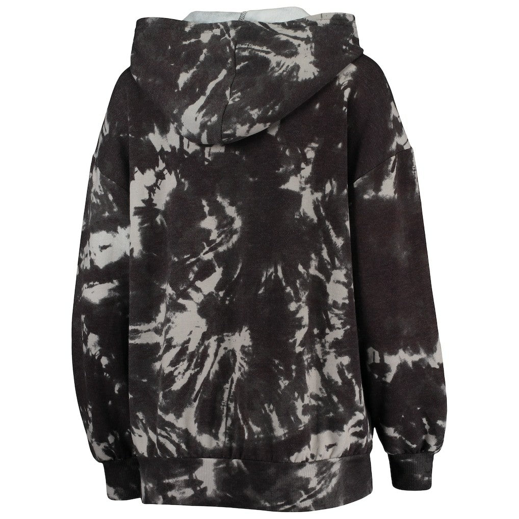 Brooklyn Nets Majestic Threads Women's Burble Tie-Dye Tri-Blend Pullover Hoodie On Sale