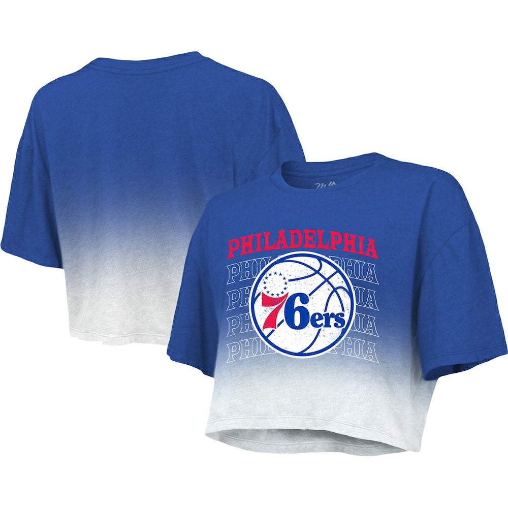 Philadelphia 76ers Majestic Threads Women's Repeat Dip-Dye Cropped T-Shirt Outlet