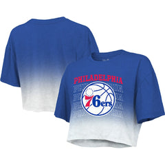 Philadelphia 76ers Majestic Threads Women's Repeat Dip-Dye Cropped T-Shirt Outlet