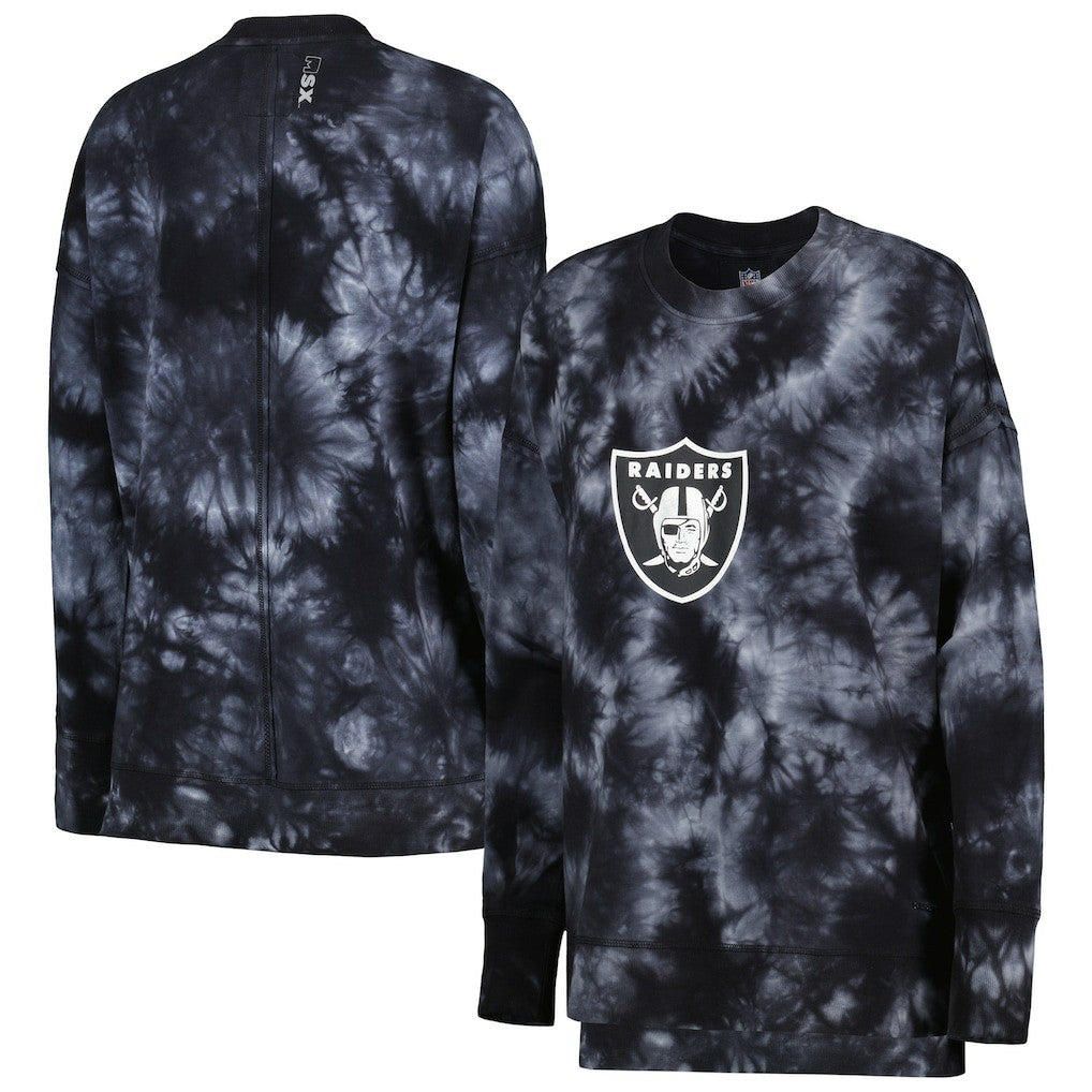Las Vegas Raiders  MSX by Michael Strahan Women's Bailey Tie-Dye Pullover Sweatshirt