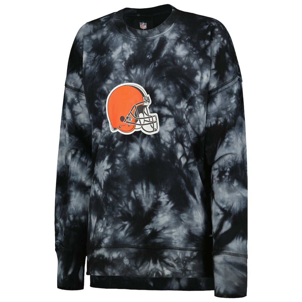 Cleveland Browns  MSX by Michael Strahan Women's Bailey Tie-Dye Tri-Blend Pullover Sweatshirt