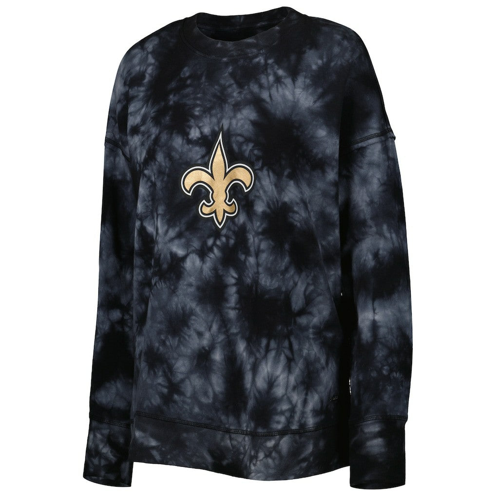 New Orleans Saints  MSX by Michael Strahan Women's Bailey Tie-Dye Tri-Blend Pullover Sweatshirt