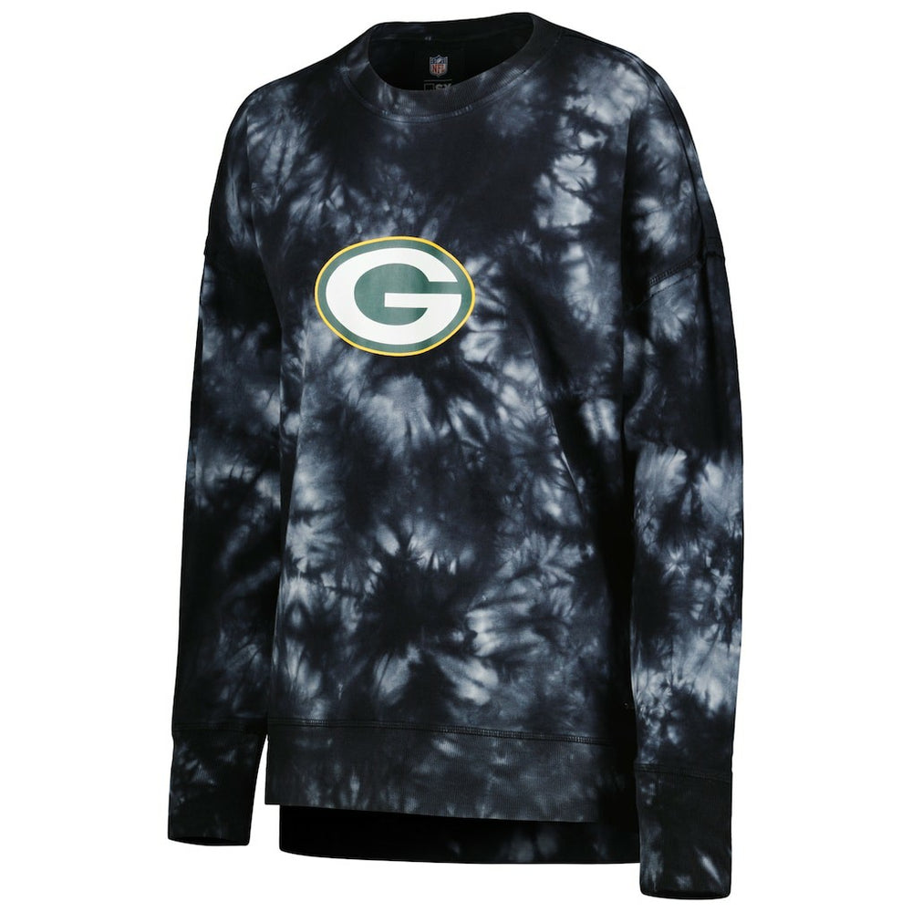 Green Bay Packers  MSX by Michael Strahan Women's Bailey Tie-Dye Tri-Blend Pullover Sweatshirt
