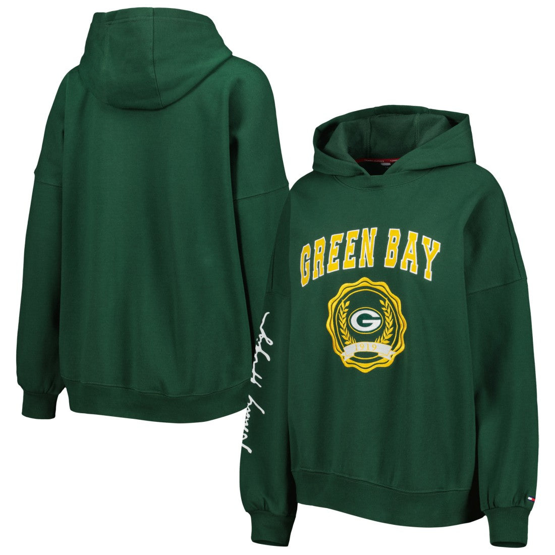 Green Bay Packers  Tommy Hilfiger Women's Becca Drop Shoulder Pullover Hoodie