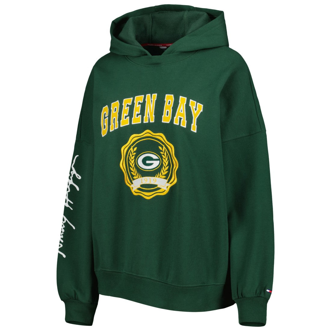 Green Bay Packers  Tommy Hilfiger Women's Becca Drop Shoulder Pullover Hoodie